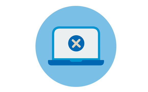 icono ordenador con una cruz en la pantalla